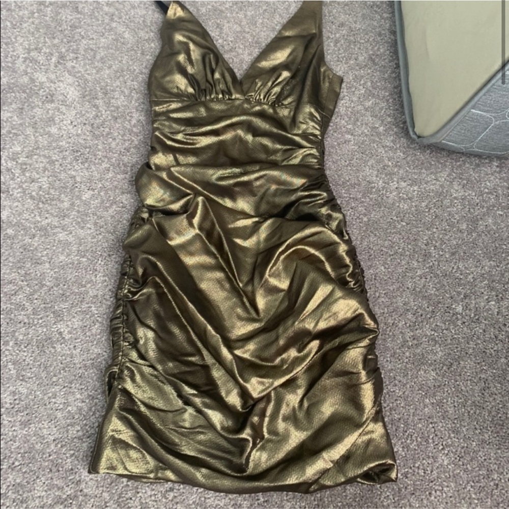 Maria Bianca Nero Ruched Bronze Dress